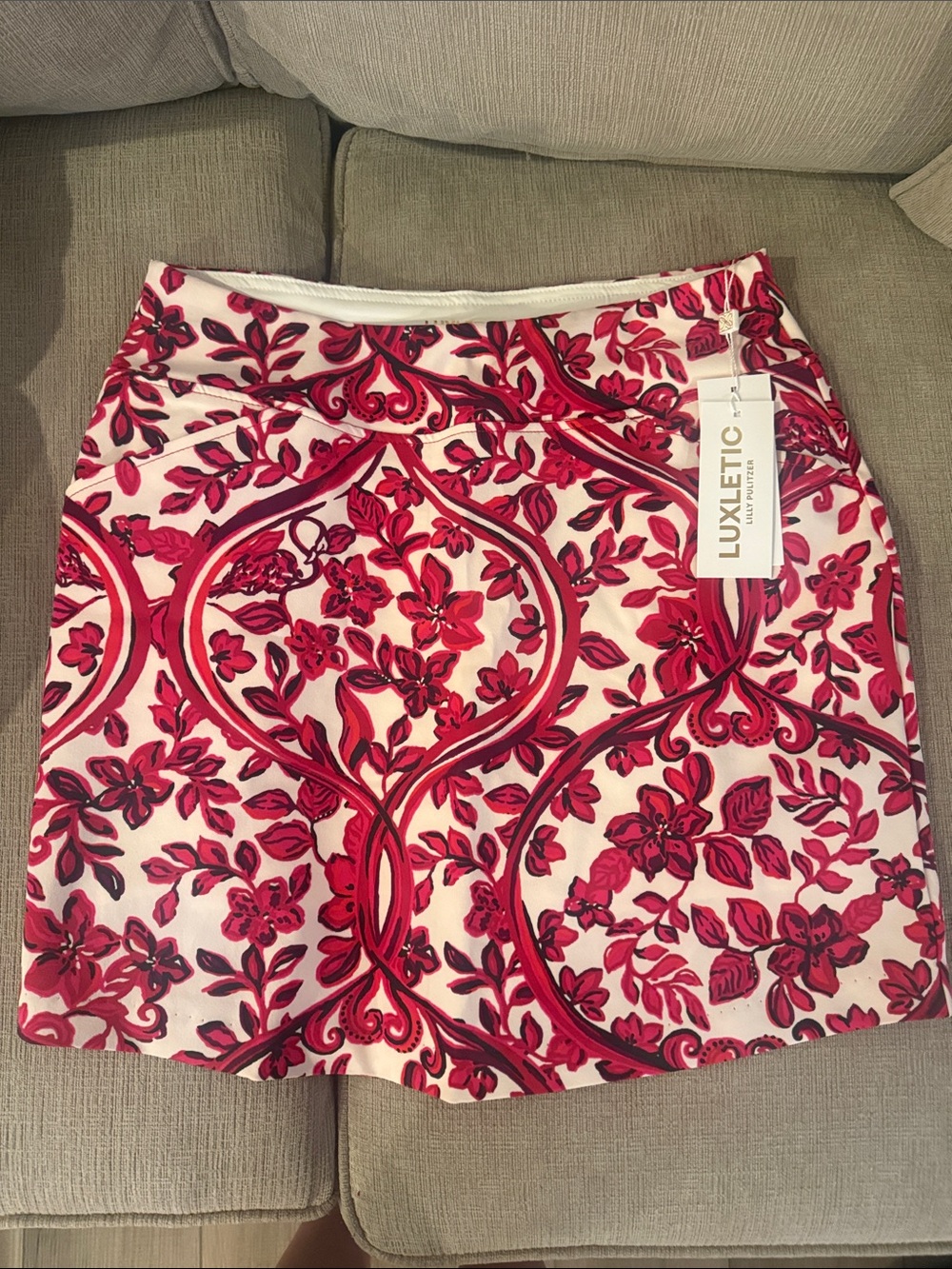 Lilly Pulitzer White Mini Skort with Pink & Red Floral Print